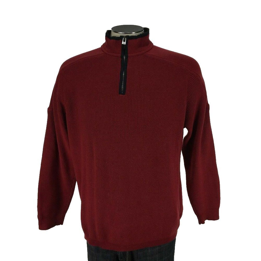 Orvis Signature 1/4 Zip Sweater M Red Cotton Pullover Fishing Mens‎